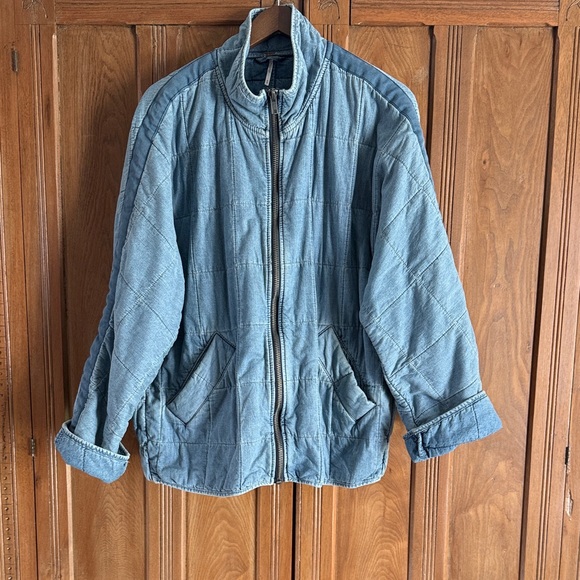 Free People Quilted Blue Jean Zip Jacket - Picture 4 of 7